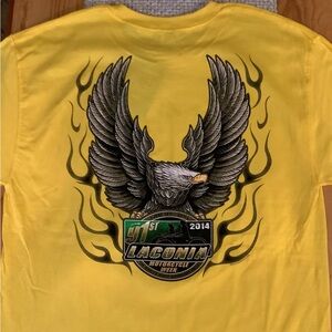 Men's Biker Tee with Eagle Graphic Laconia 2014 91st annual motorcycle rally NWT